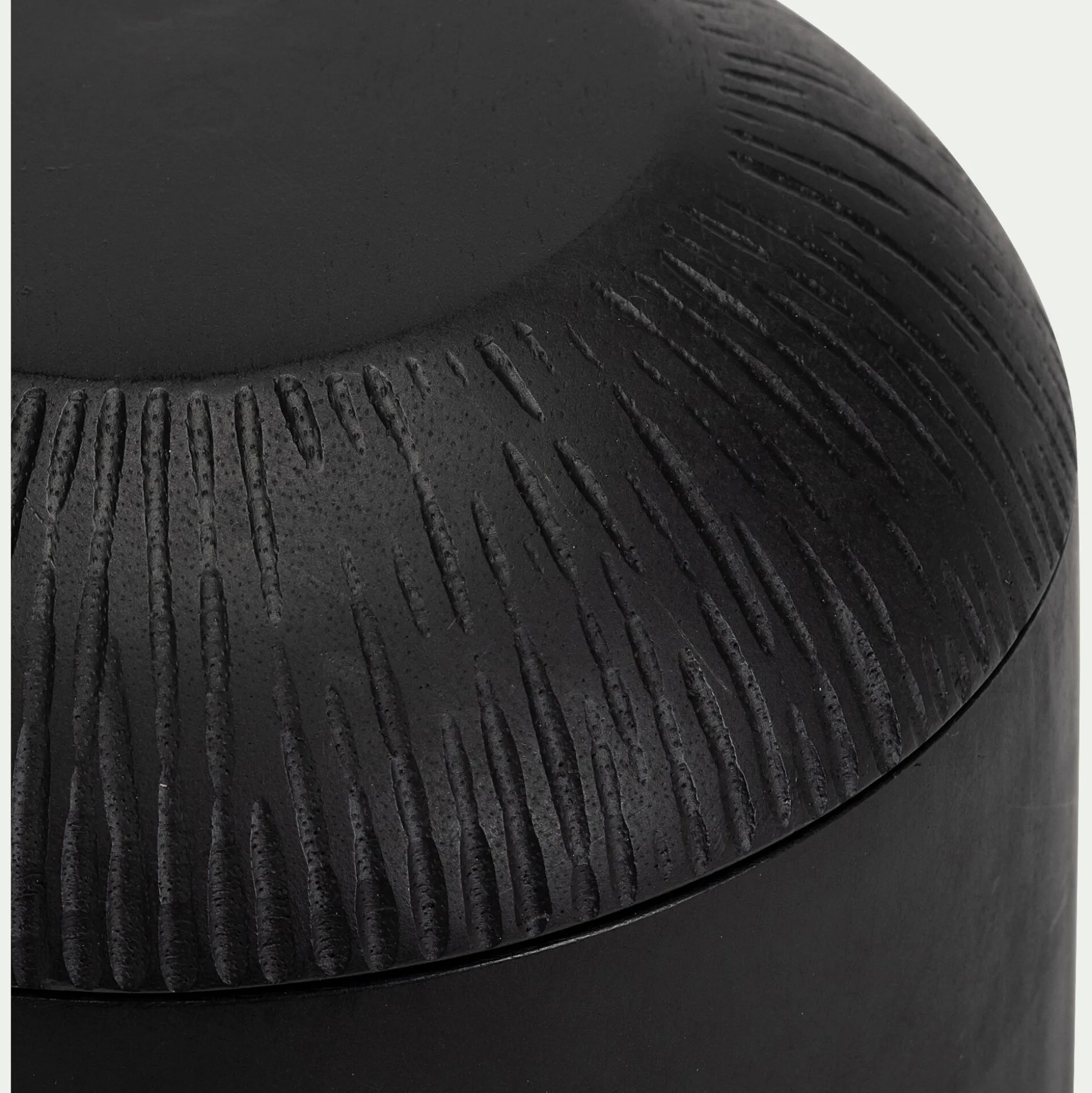Boîte déco ronde en manguier D15xH15,5cm - noir