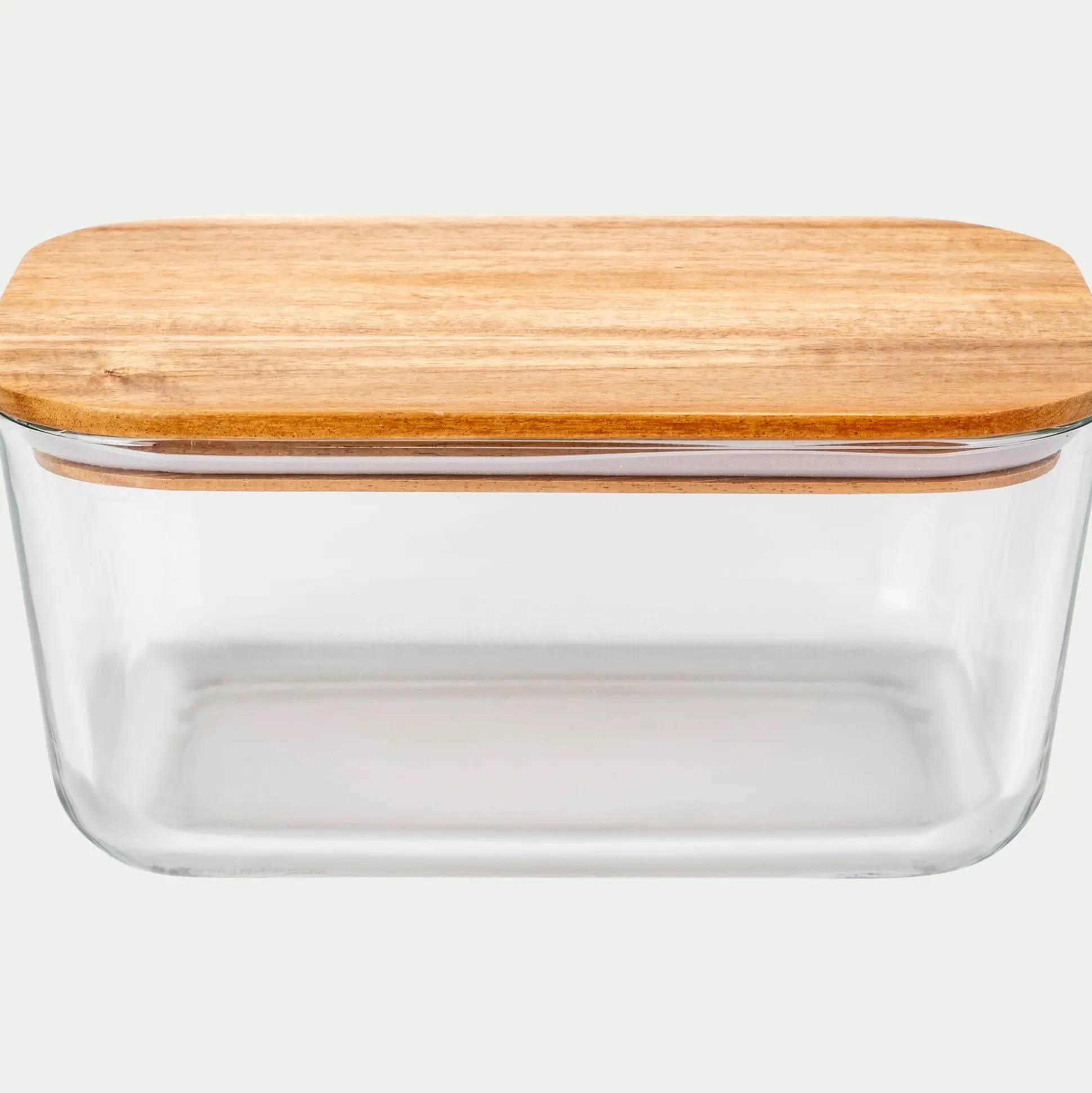 Boîte rectangulaire en verre couvercle en bois H9cm