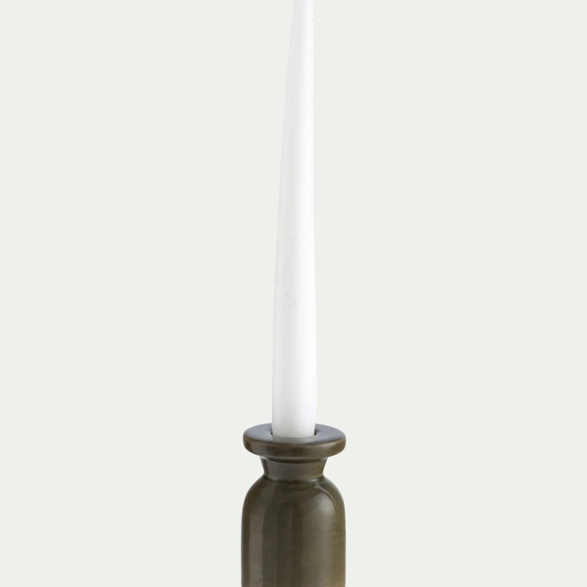 Bougeoir en céramique D5,5xH8,5cm - vert cèdre