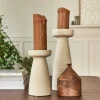 Bougeoir en grès D11,5xH22cm - beige