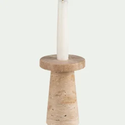 Bougeoir en travertin H13cm - naturel