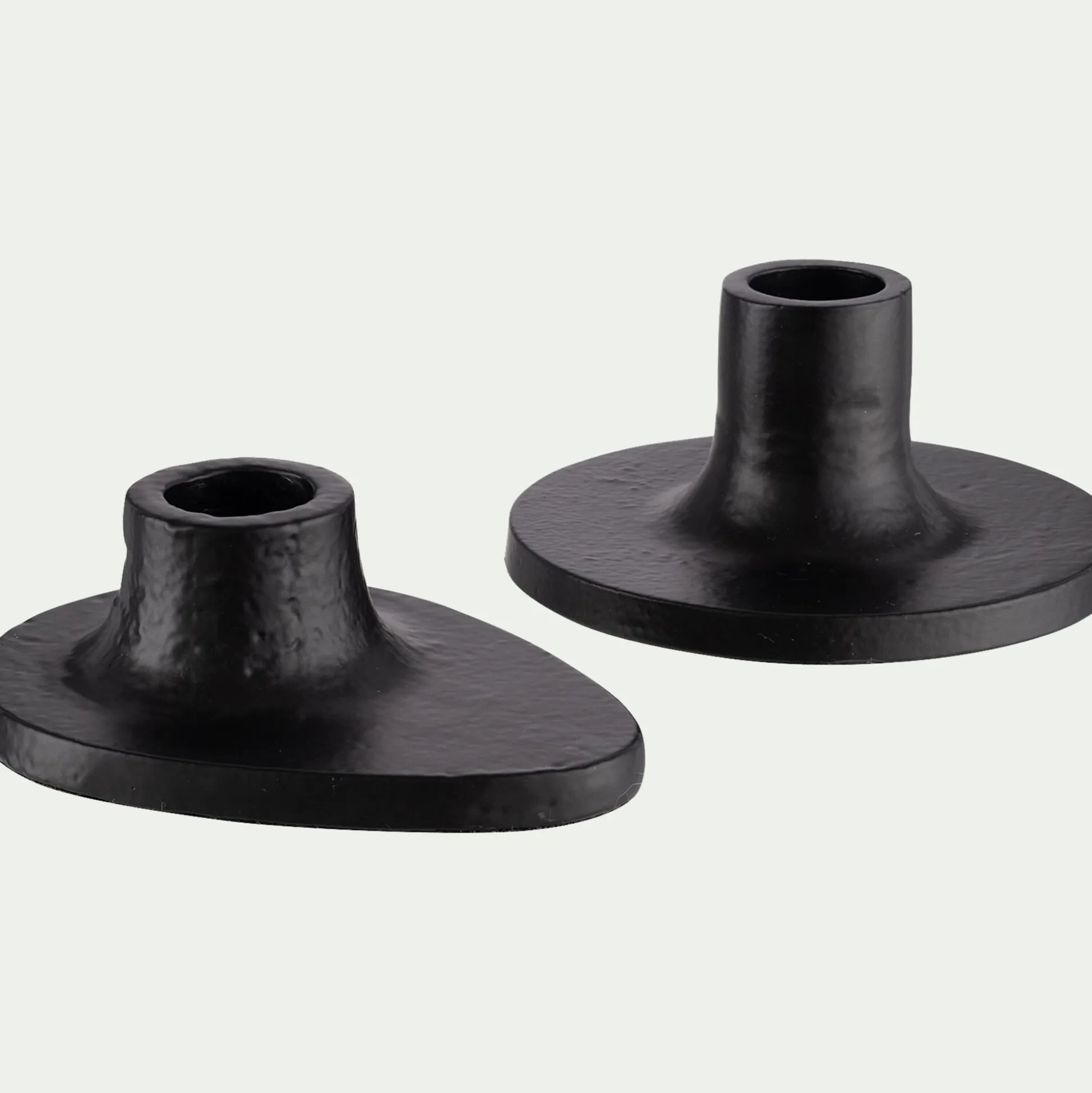 Bougeoir rond en fonte d'aluminium D10cm - noir