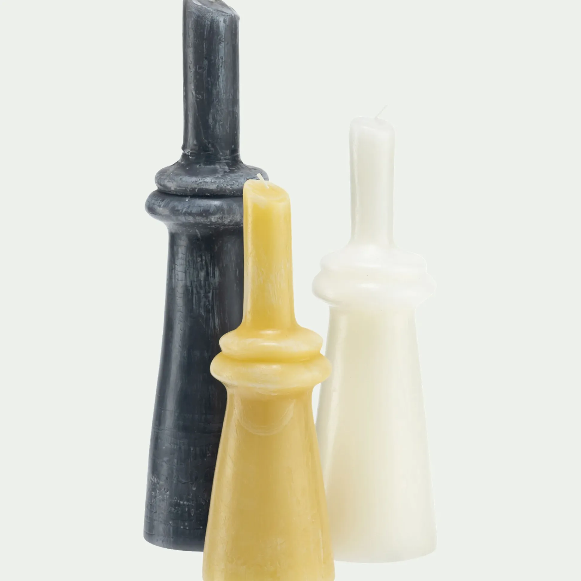 Bougie déco contemporaine H36cm - gris