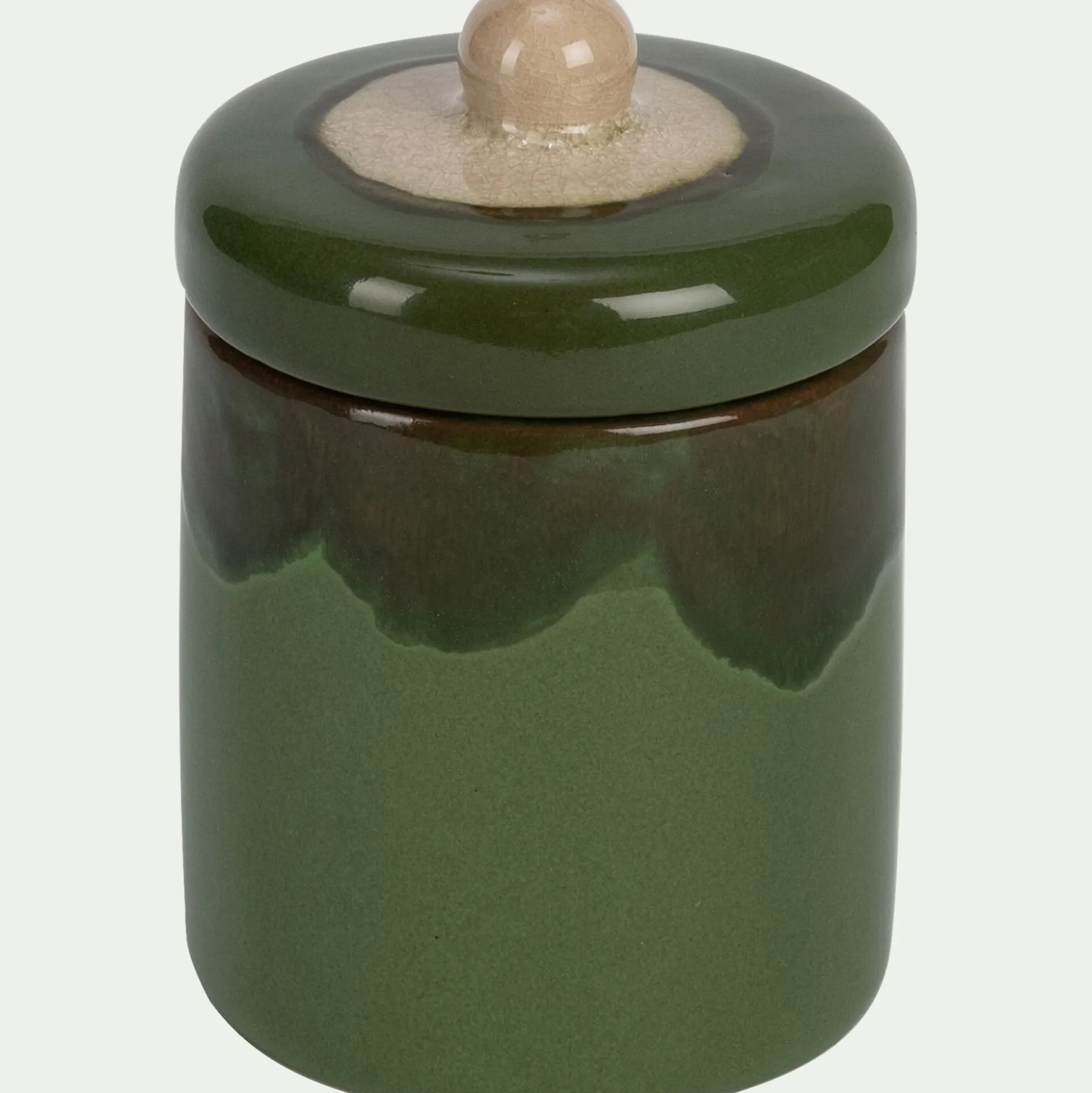 Bougie déco en grès H14,7cm - vert