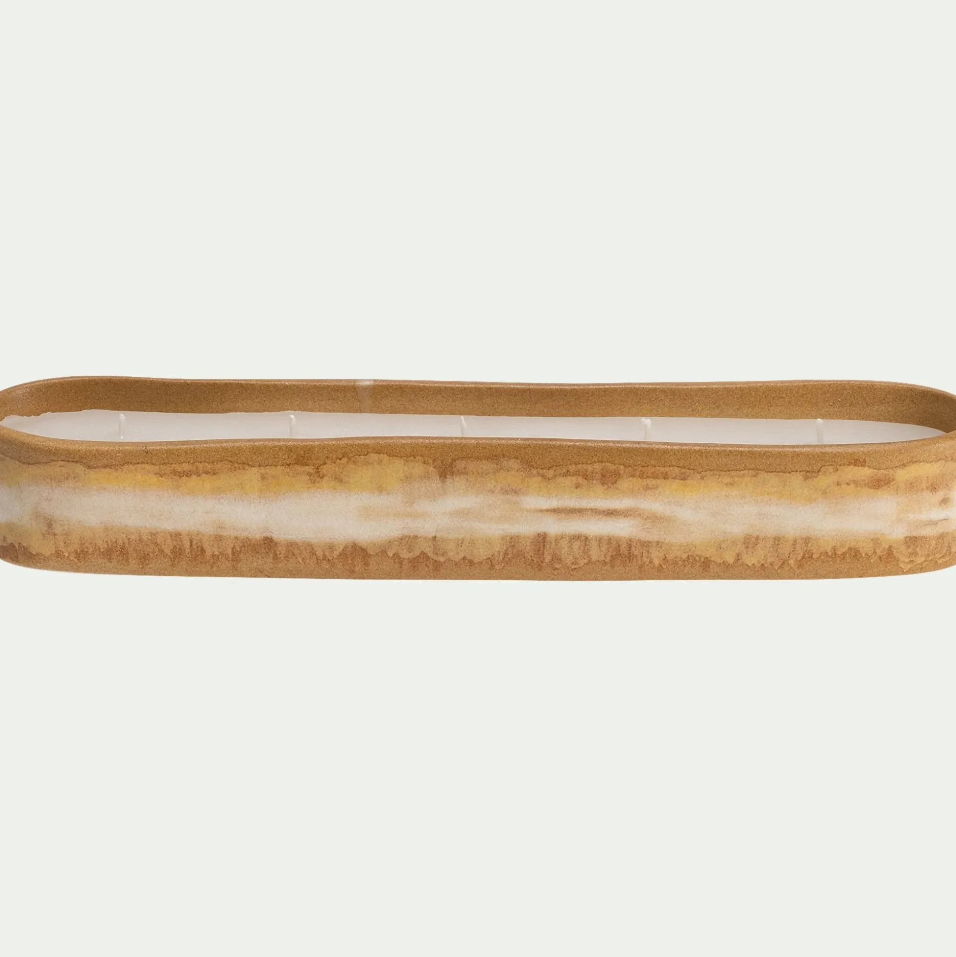 Bougie en faïence ovale l34,5cm - beige