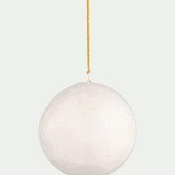 Boule de Noël en papier mâché D7cm - blanc
