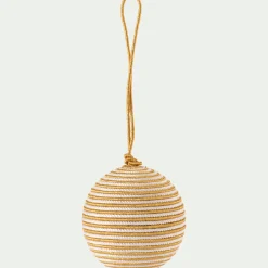 Boule de Noël en rayonne et zari à rayure D7cm - doré