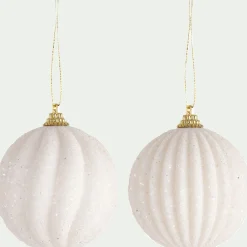 Boule de Noël perlée D8cm - blanc (modèle aléatoire)