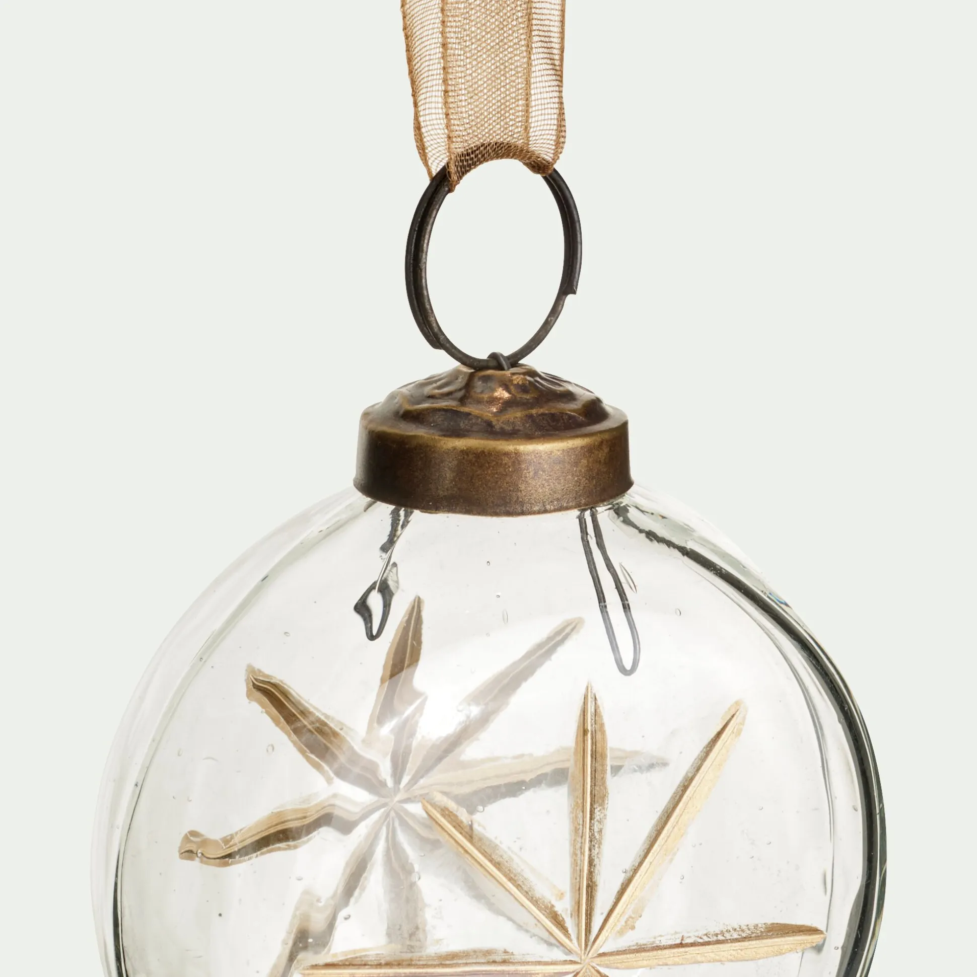 Boule de Noël plate en verre H7,5cm - transparent