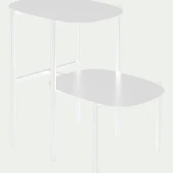Bout de canapé double plateau en métal - blanc H50cm
