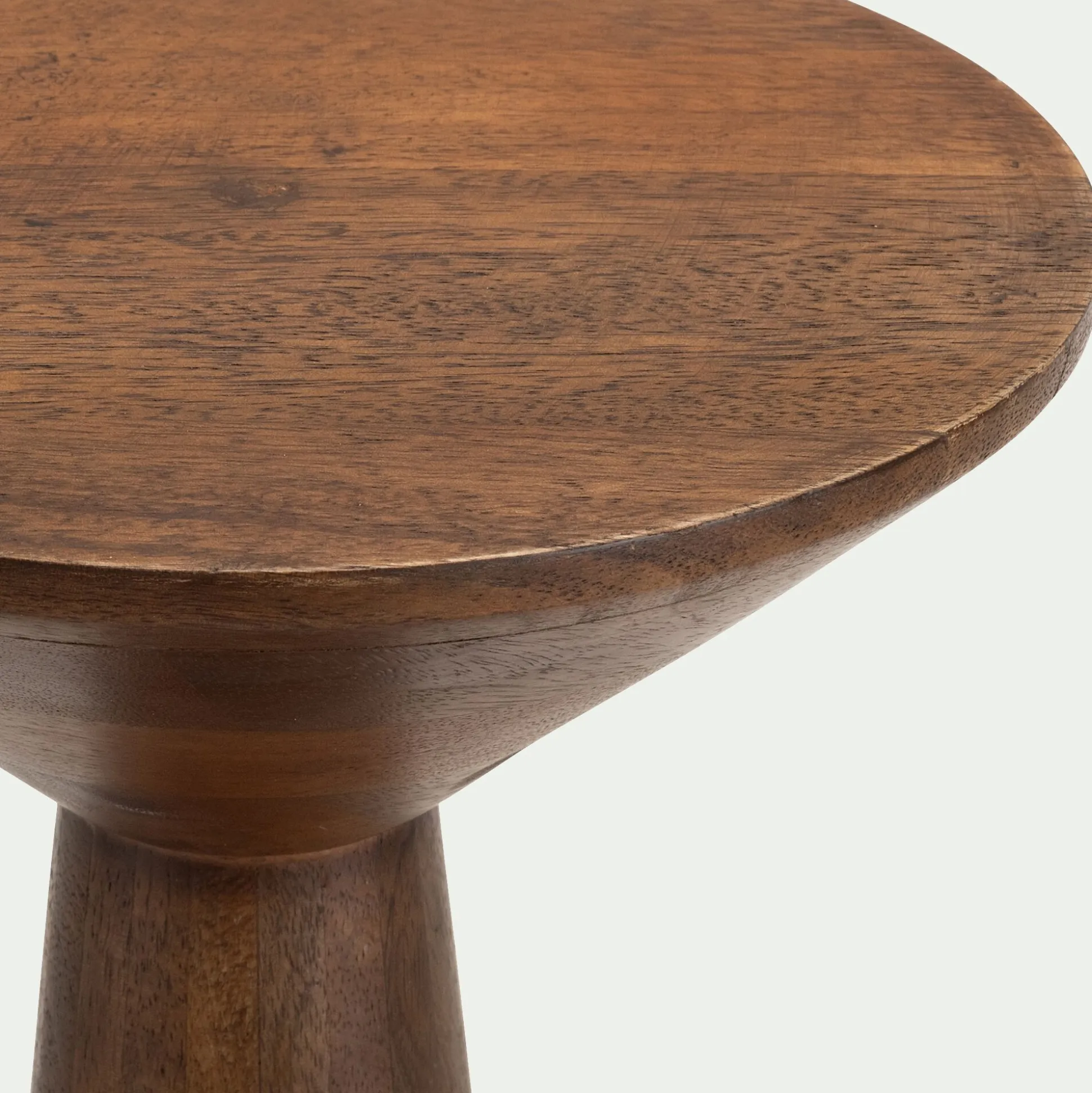 Bout de canapé en bois de manguier rond D25xH53,3cm - bois foncé