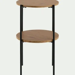 Bout de canapé en bois et acier - naturel D40xH72cm