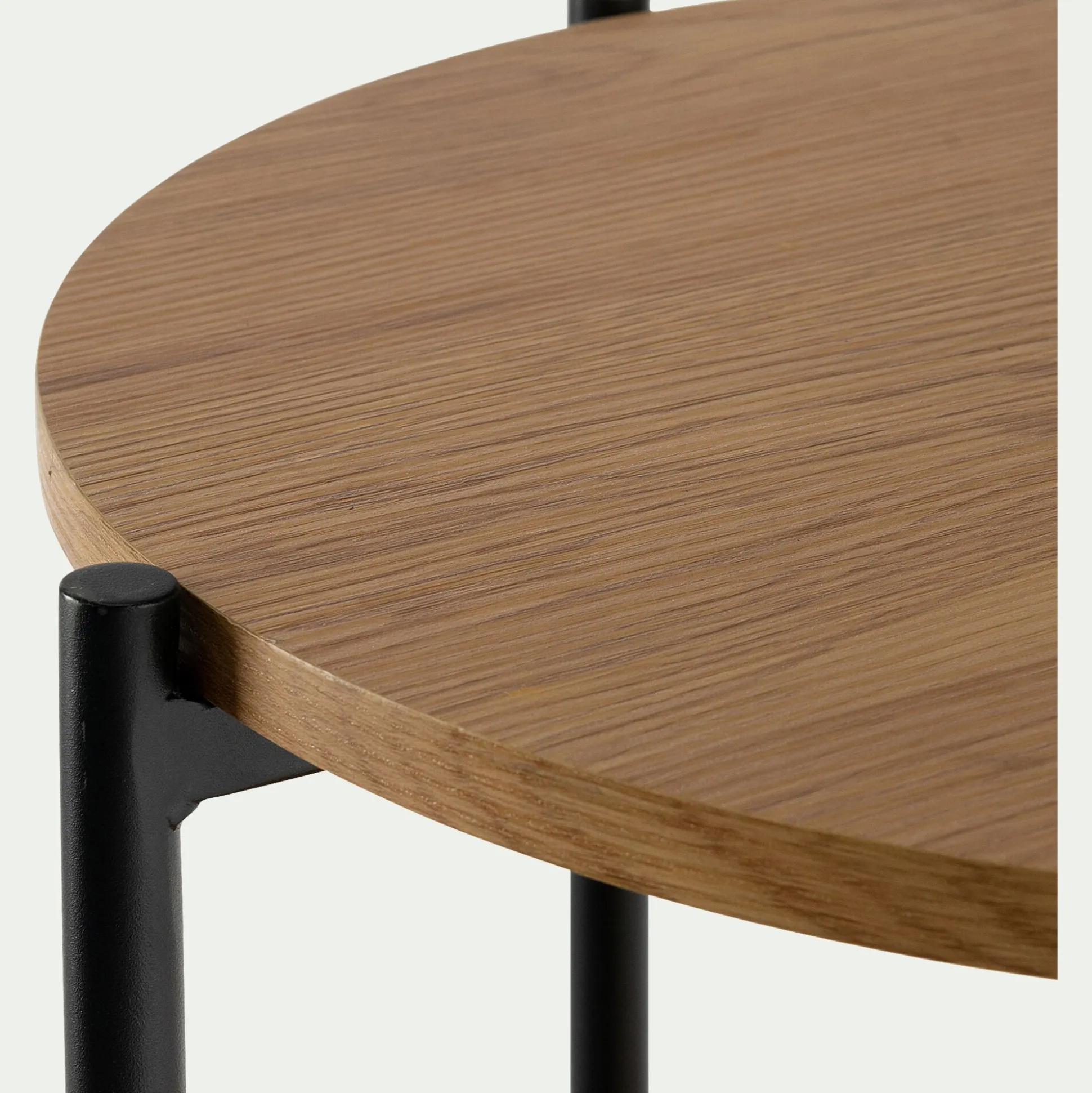 Bout de canapé en bois et acier - naturel D40xH72cm