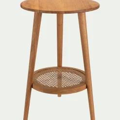 Bout de canapé en chêne massif et cannage D40xH60cm - bois clair