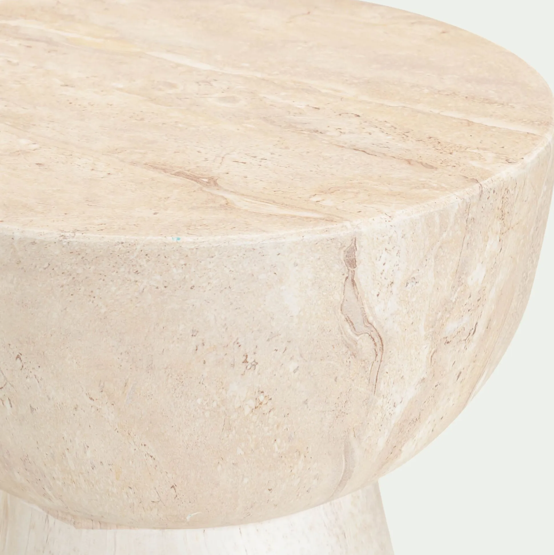 Bout de canapé en ciment effet marbre D36xH46cm - beige