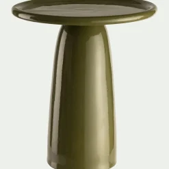 Bout de canapé en grès et céramique D40xH45cm - vert cèdre