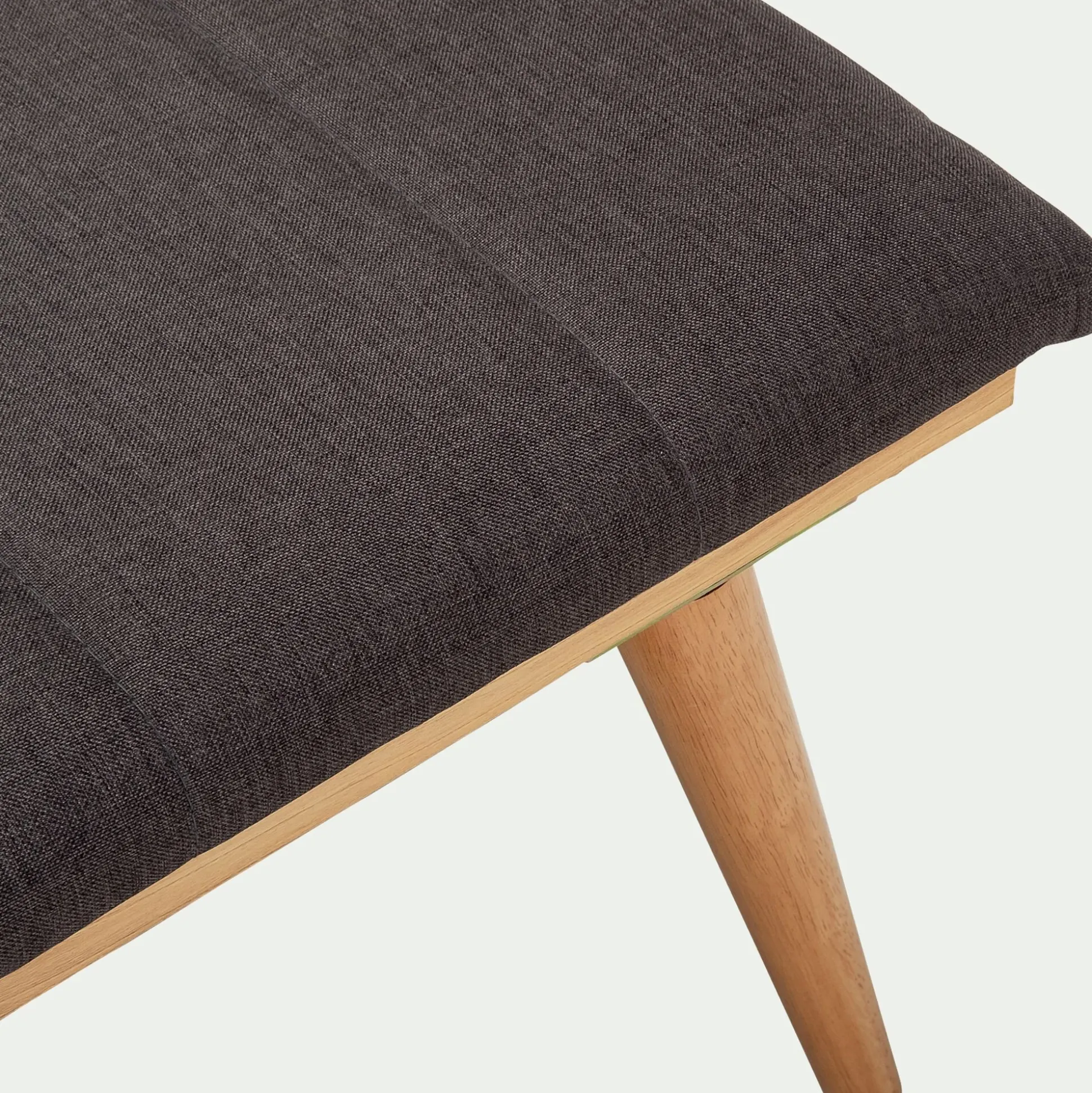 Bout de lit en tissu et pin L116xl40xH43cm - gris anthracite