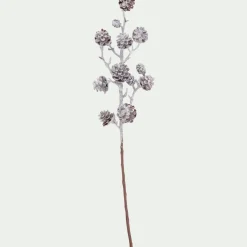 Branchage de Noël artificiel de pommes de pin enneigées 58cm - blanc