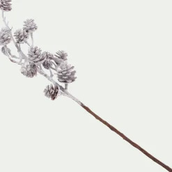 Branchage de Noël artificiel de pommes de pin enneigées 58cm - blanc
