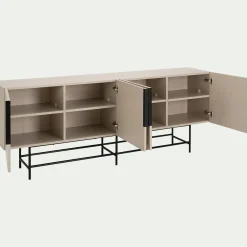 Buffet bas 4 portes en bois - beige