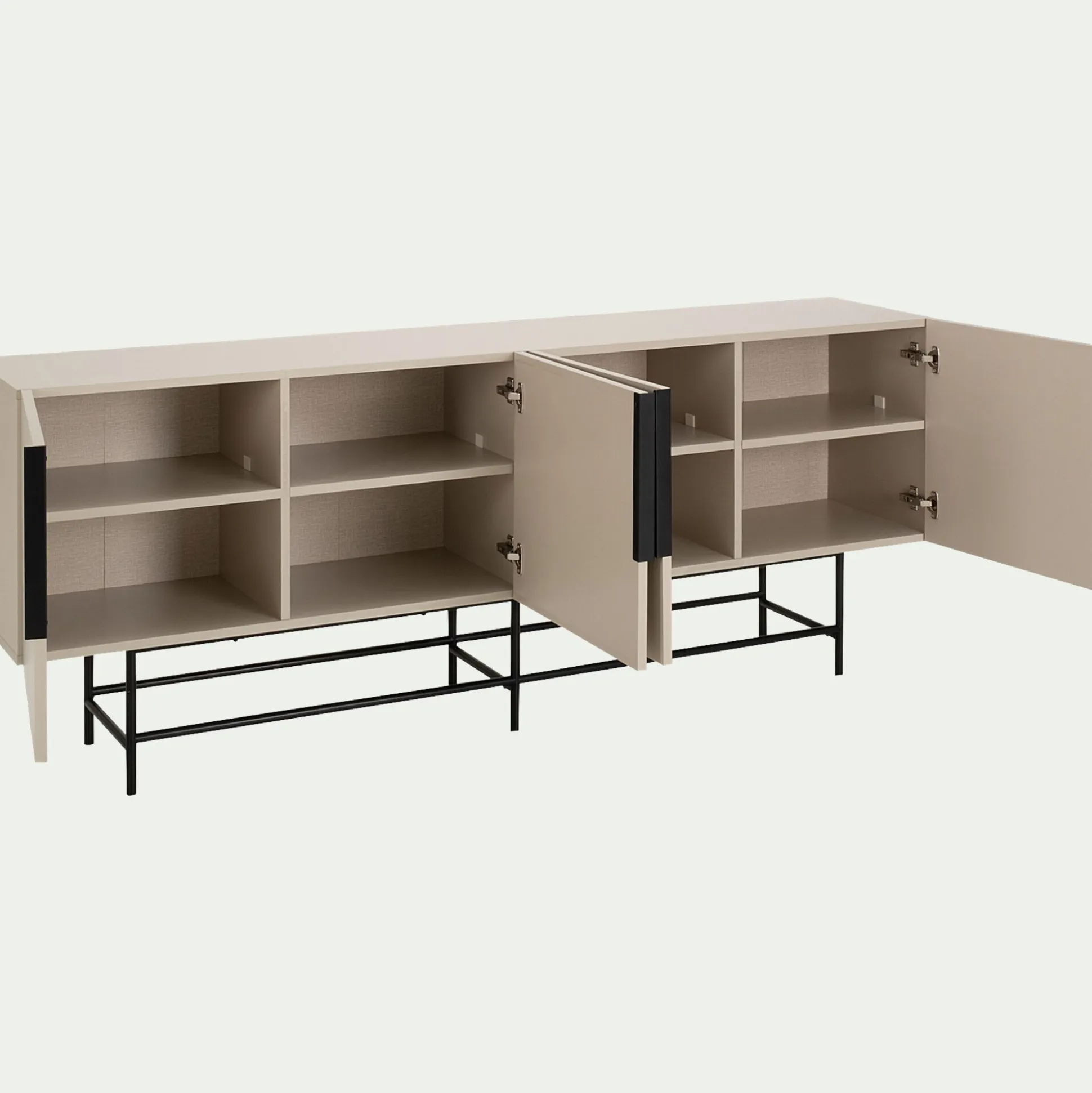 Buffet bas 4 portes en bois - beige