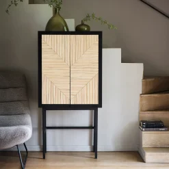 Buffet haut 2 portes en bois - noir