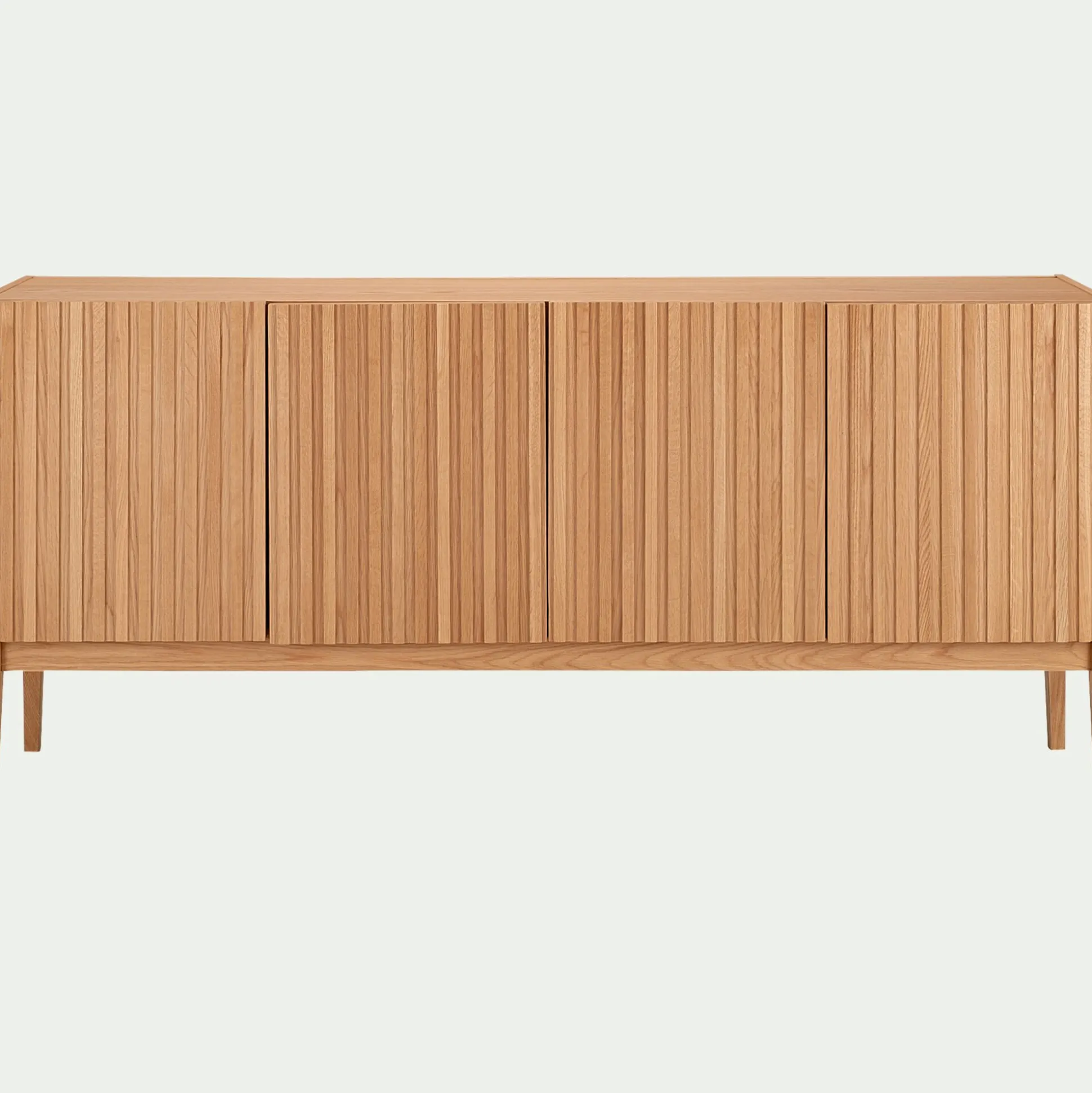 Buffet naturel 4 portes en plaqué chêne - bois clair
