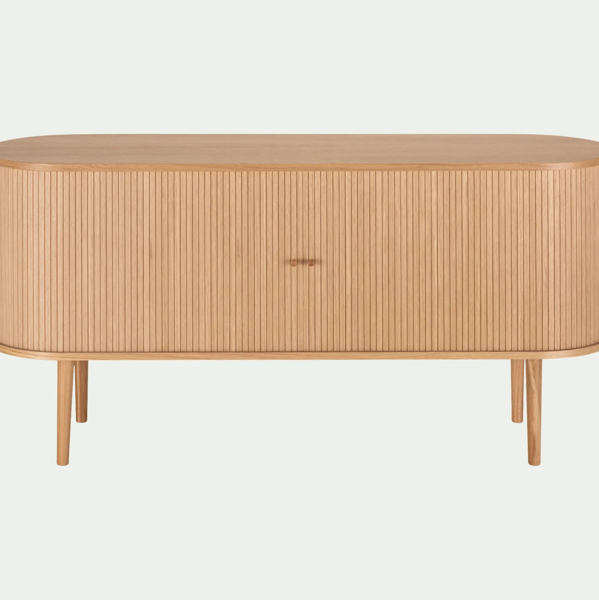 Buffet ovale en bois cannelé - bois clair