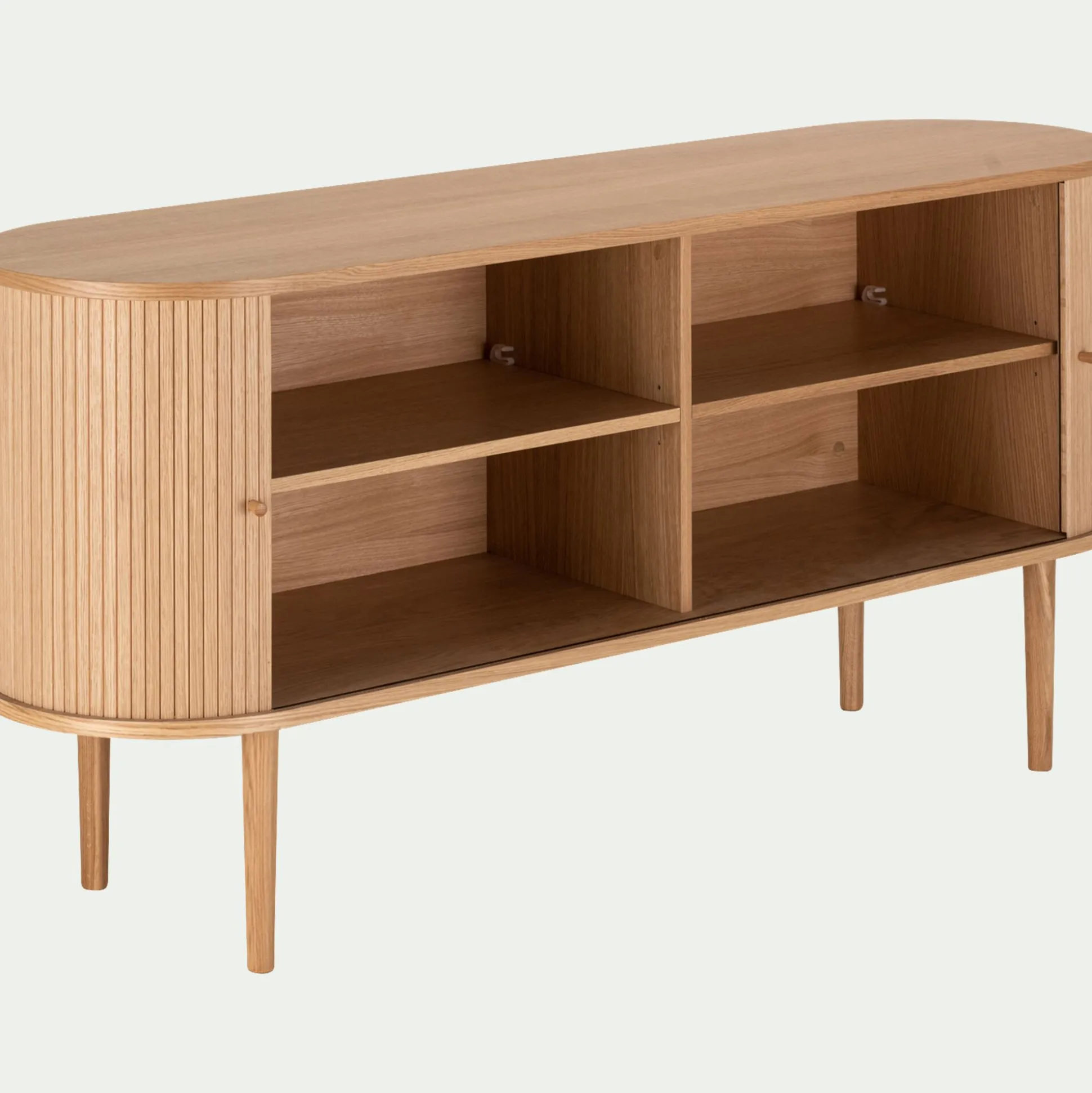 Buffet ovale en bois cannelé - bois clair