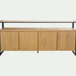 Buffet 4 portes en pin massif et métal noir