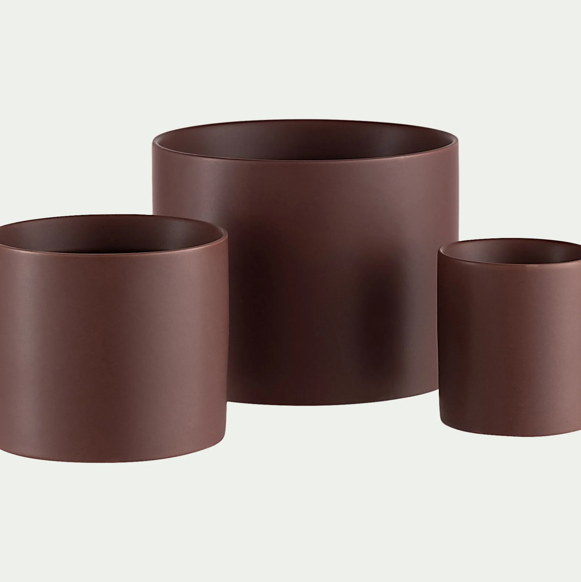 Cache-pot en céramique - brun rhassoul D14xH11cm