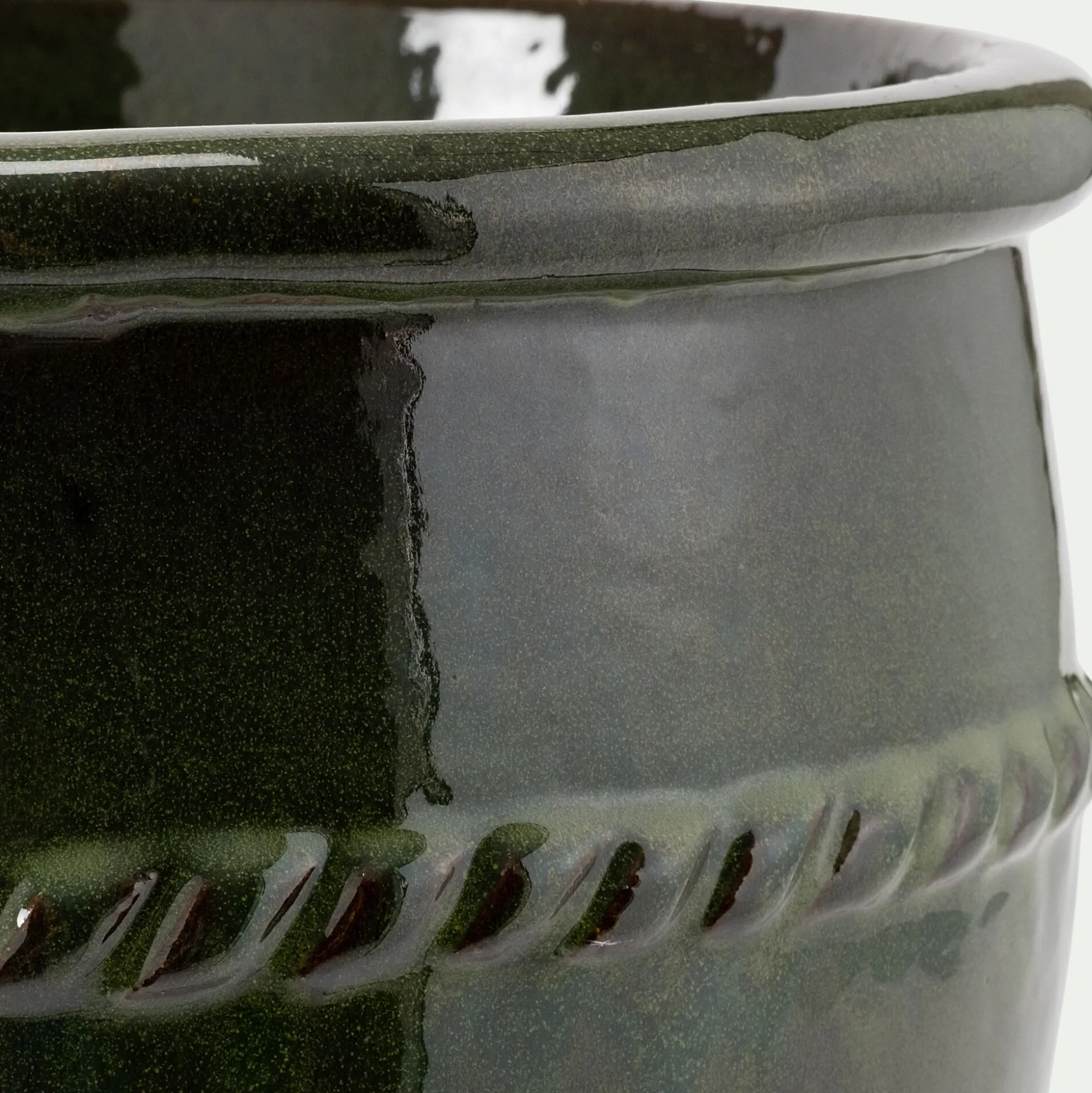 Cache-pot en terre cuite émaillée D28cm - vert