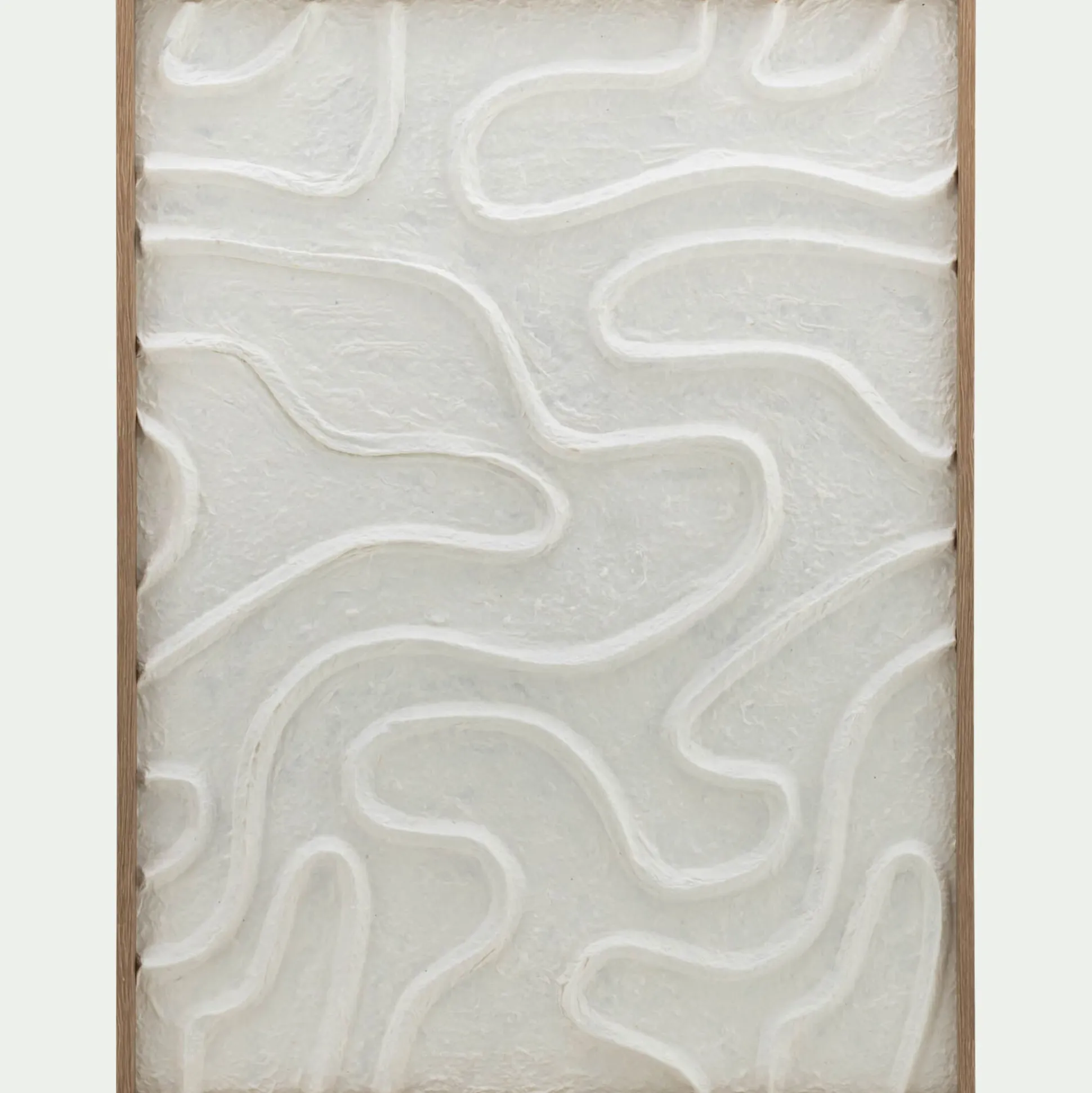 Cadre décoratif relief organique en papier de riz 60x80cm - blanc