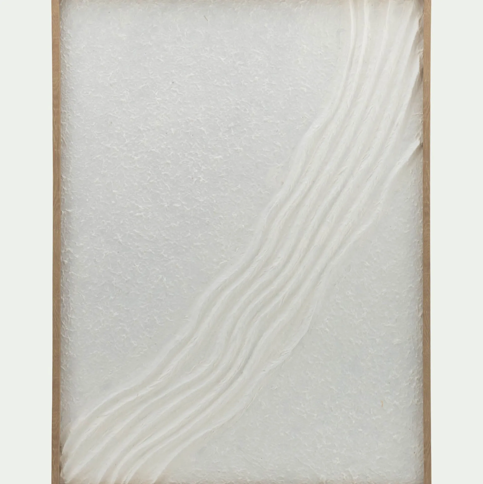 Cadre décoratif relief vague en papier de riz 60x80cm - blanc