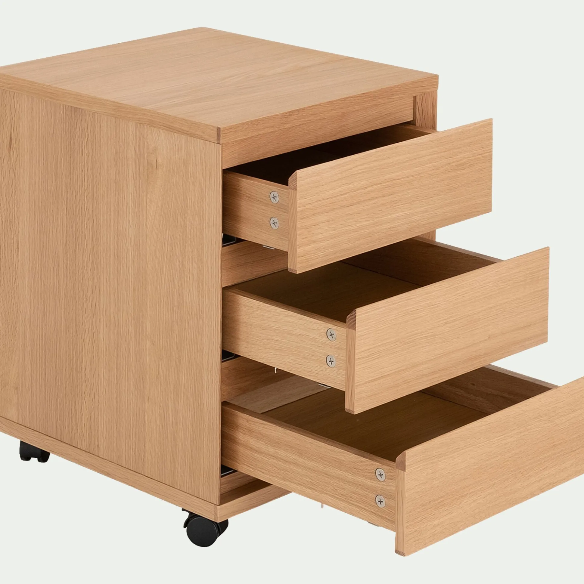 Caisson de bureau 3 tiroirs en bois - naturel
