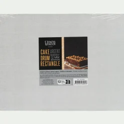 Cake drum rectangulaire 30x40cm - argenté métallisé