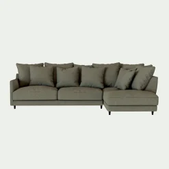 Canapé angle droit convertible tissu mixte - vert cedre