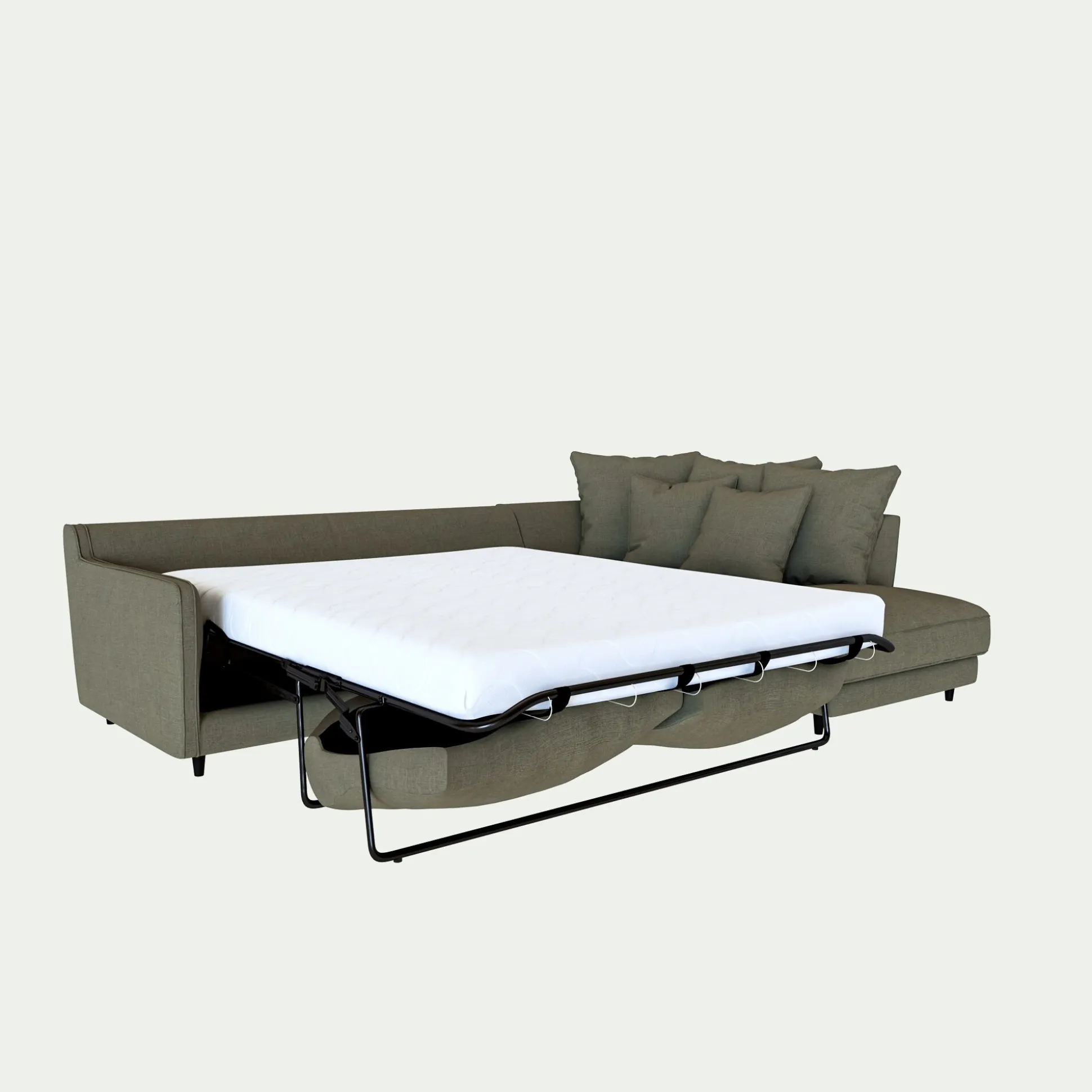 Canapé angle droit convertible tissu mixte - vert cedre