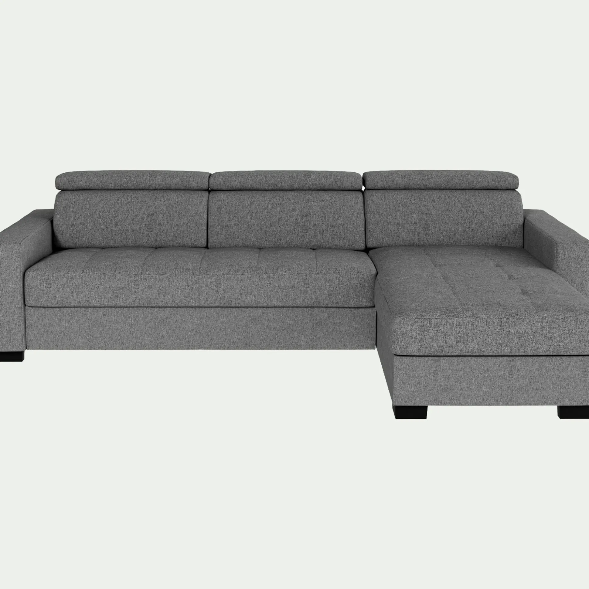 Canapé avec angle réversible convertible en tissus pop avec accoudoirs 20cm - gris