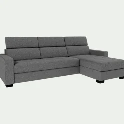 Canapé avec angle réversible convertible en tissus pop avec accoudoirs 20cm - gris