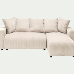 Canapé convertible à angle réversible en velours côtelé - beige roucas