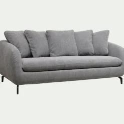 Canapé convertible 3 places en tissu tramé - gris ardoise