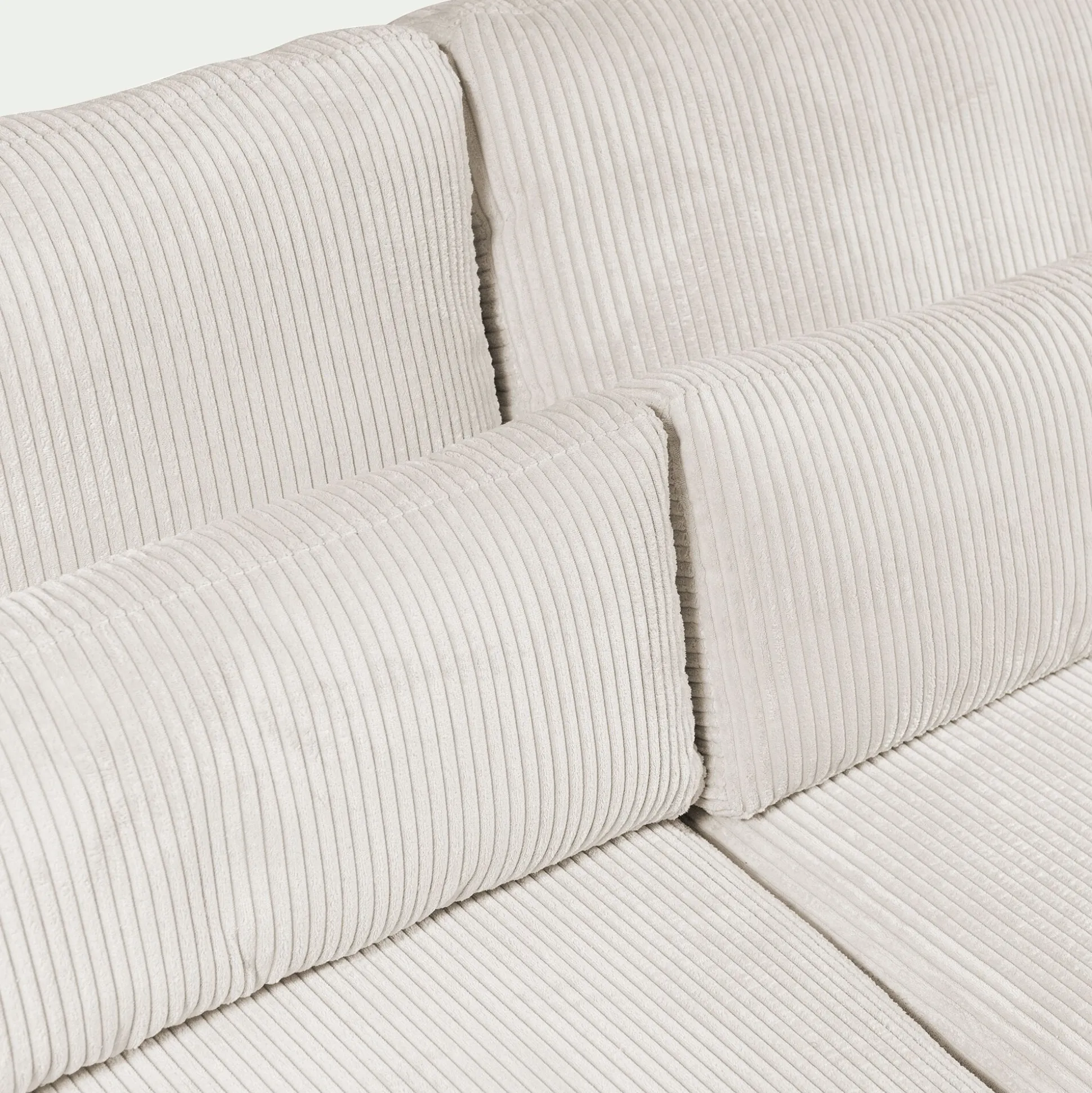 Canapé d'angle chaise longue droite fixe en velours côtelé Azores - beige