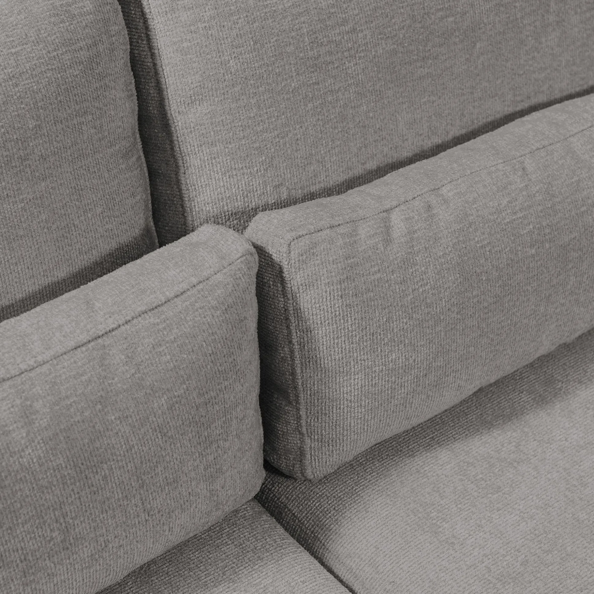 Canapé d'angle chaise longue droite fixe en tissu Genesis - gris