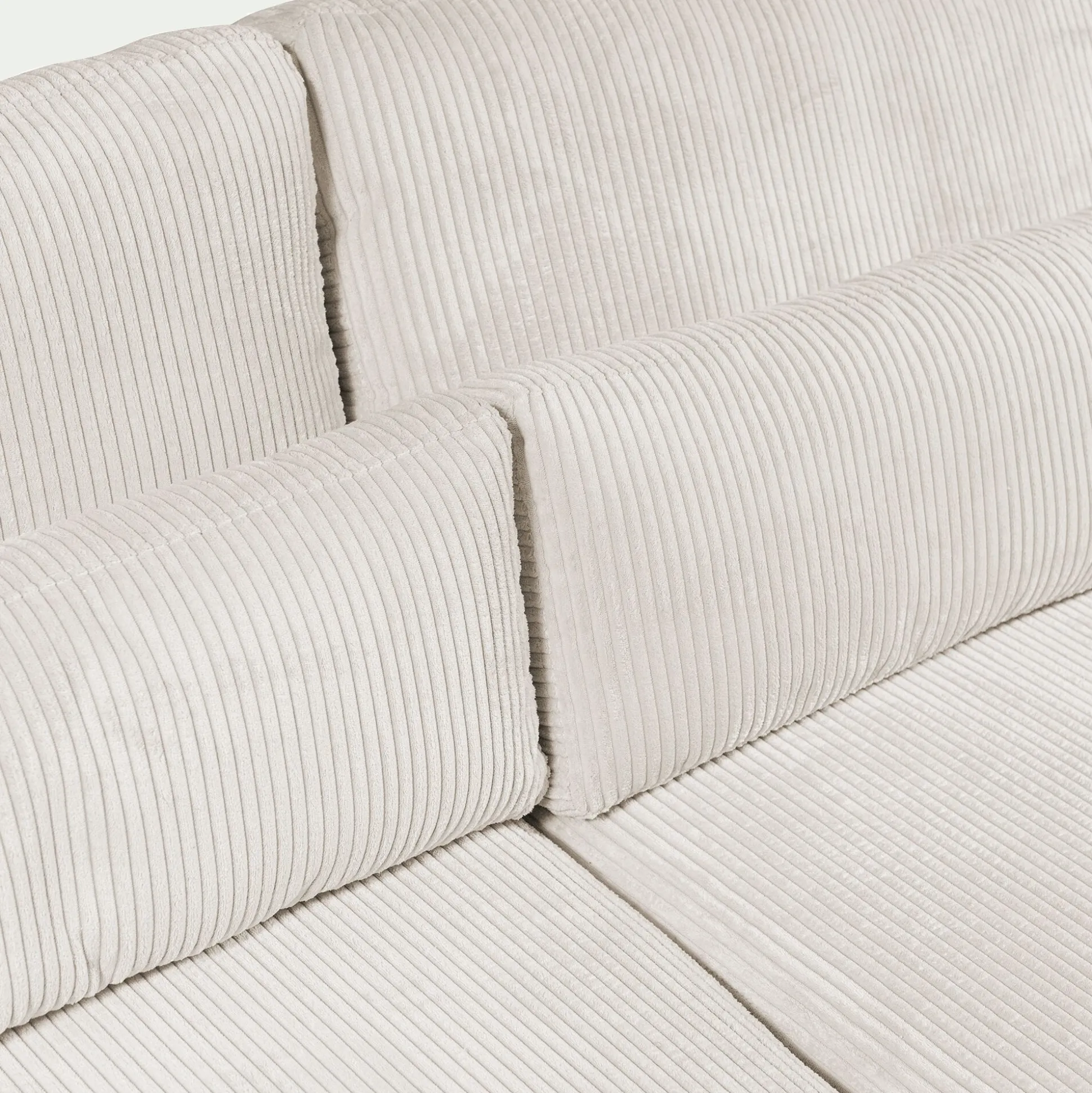 Canapé d'angle chaise longue gauche fixe en velours côtelé Azores - beige
