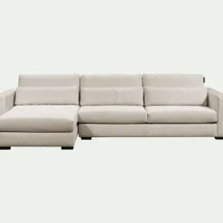 Canapé d'angle chaise longue gauche fixe en tissu Genesis - beige