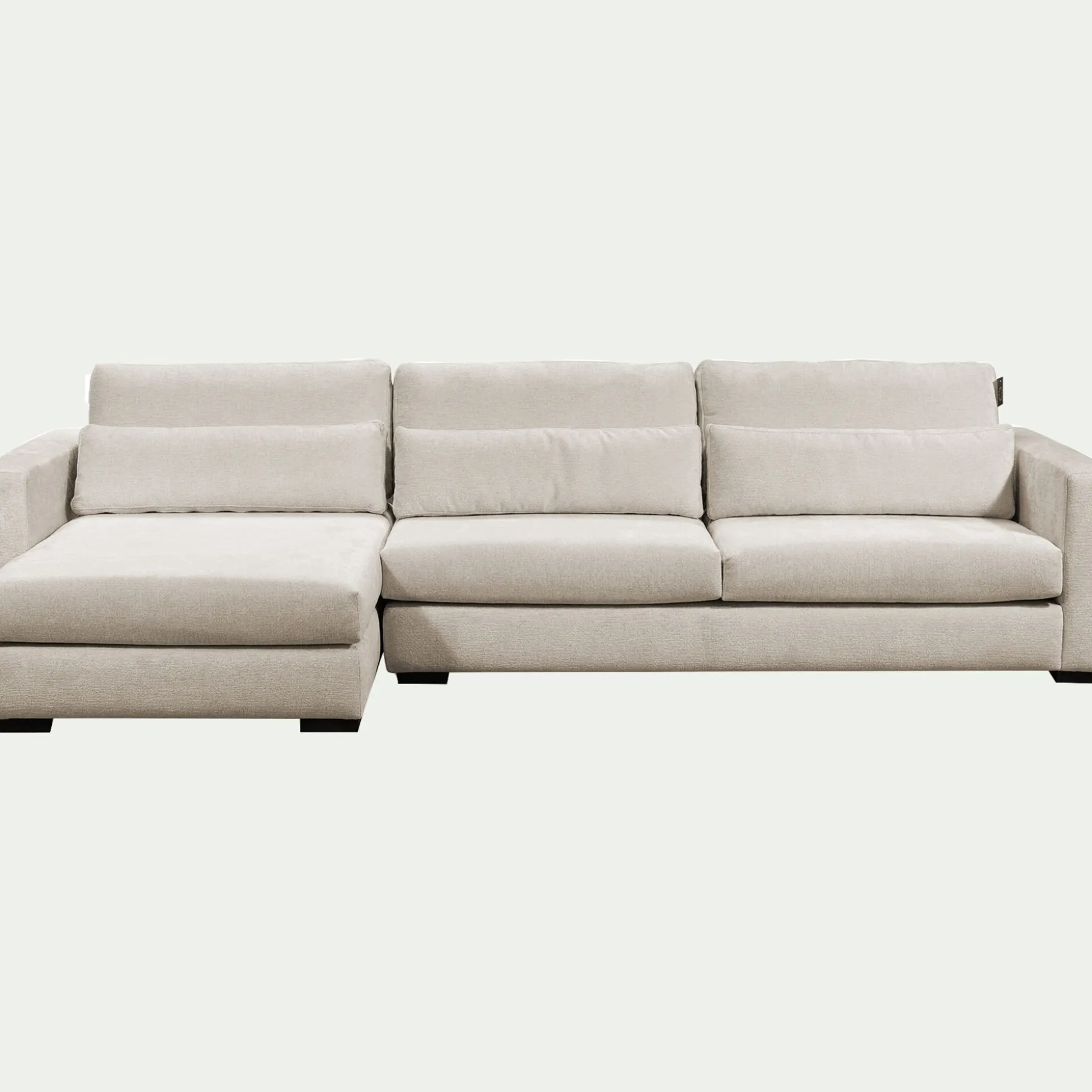 Canapé d'angle chaise longue gauche fixe en tissu Genesis - beige