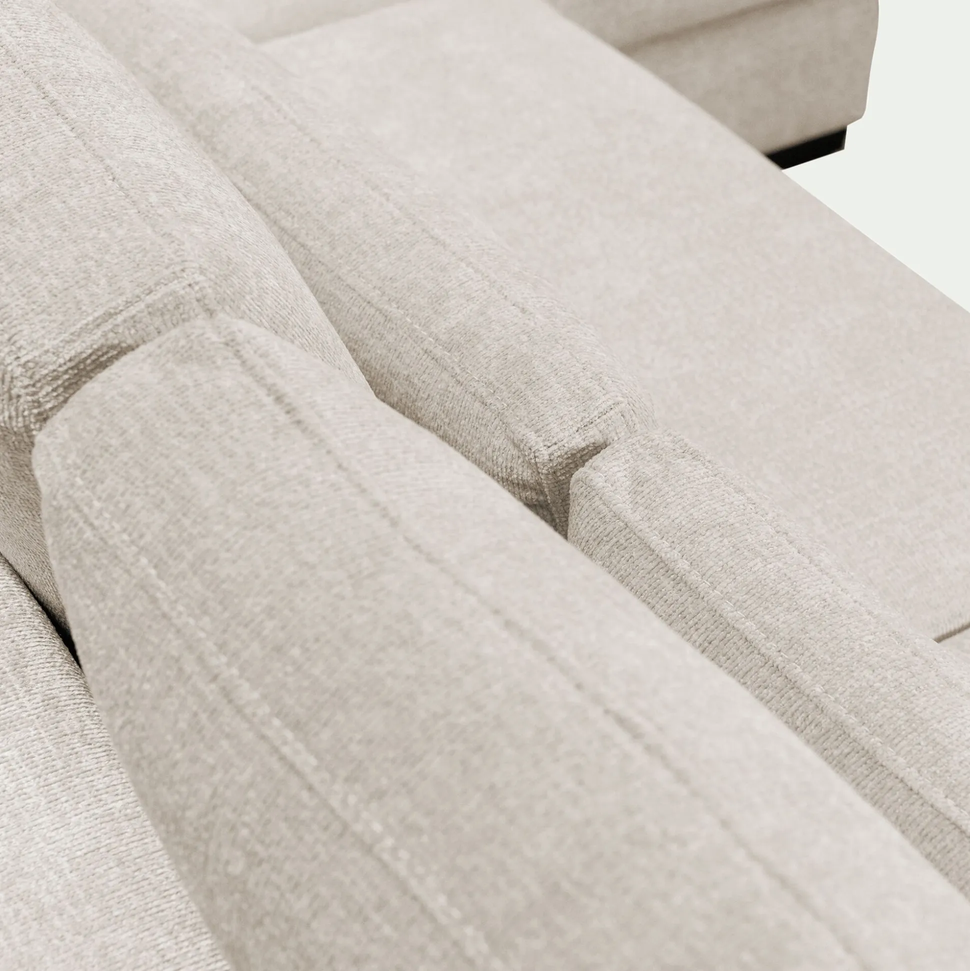 Canapé d'angle chaise longue gauche fixe en tissu Genesis - beige