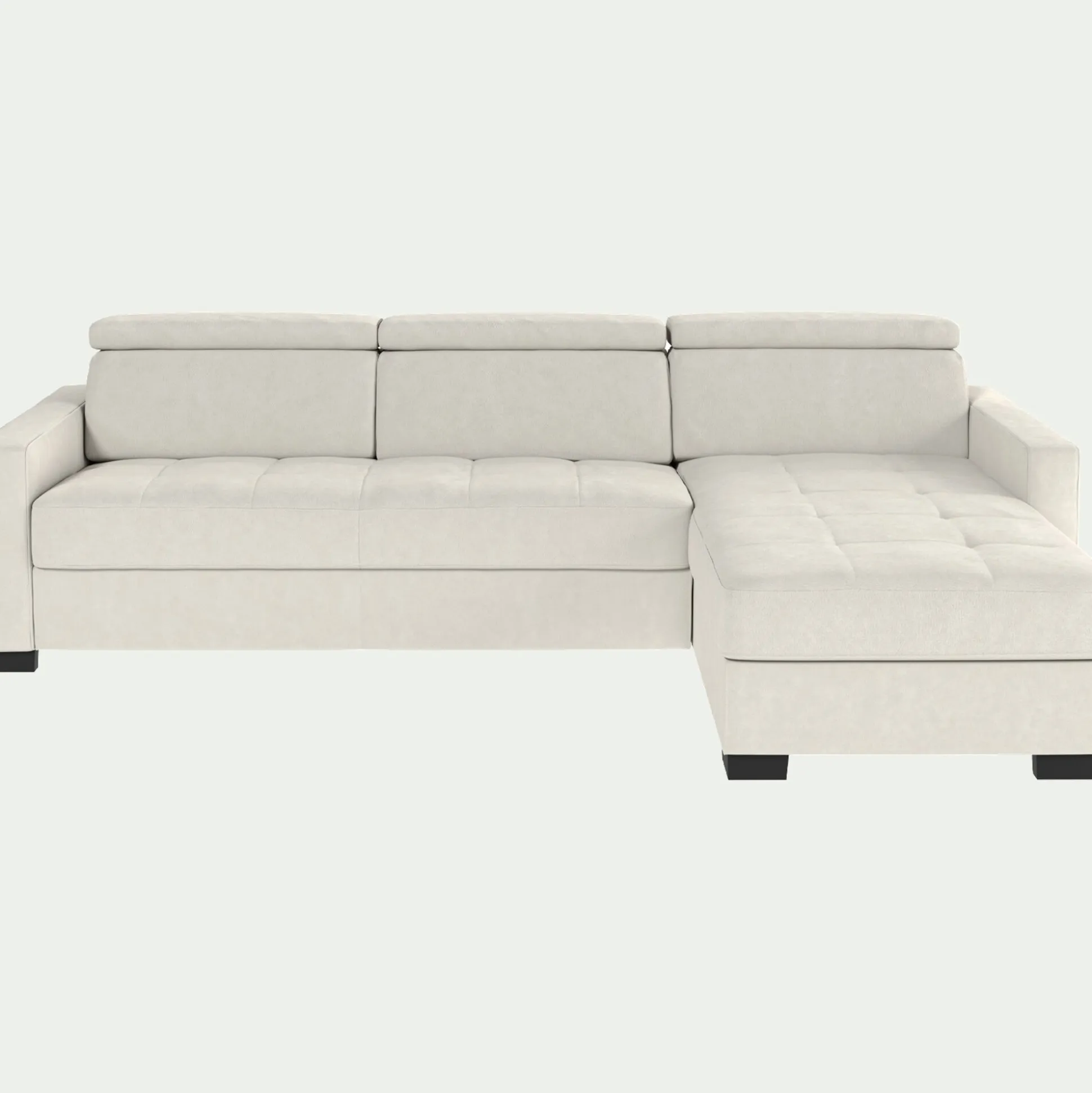 Canapé d'angle convertible en cuir avec accoudoirs 15cm - blanc