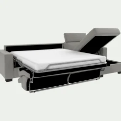 Canapé d'angle convertible en cuir avec accoudoirs 20cm - gris borie